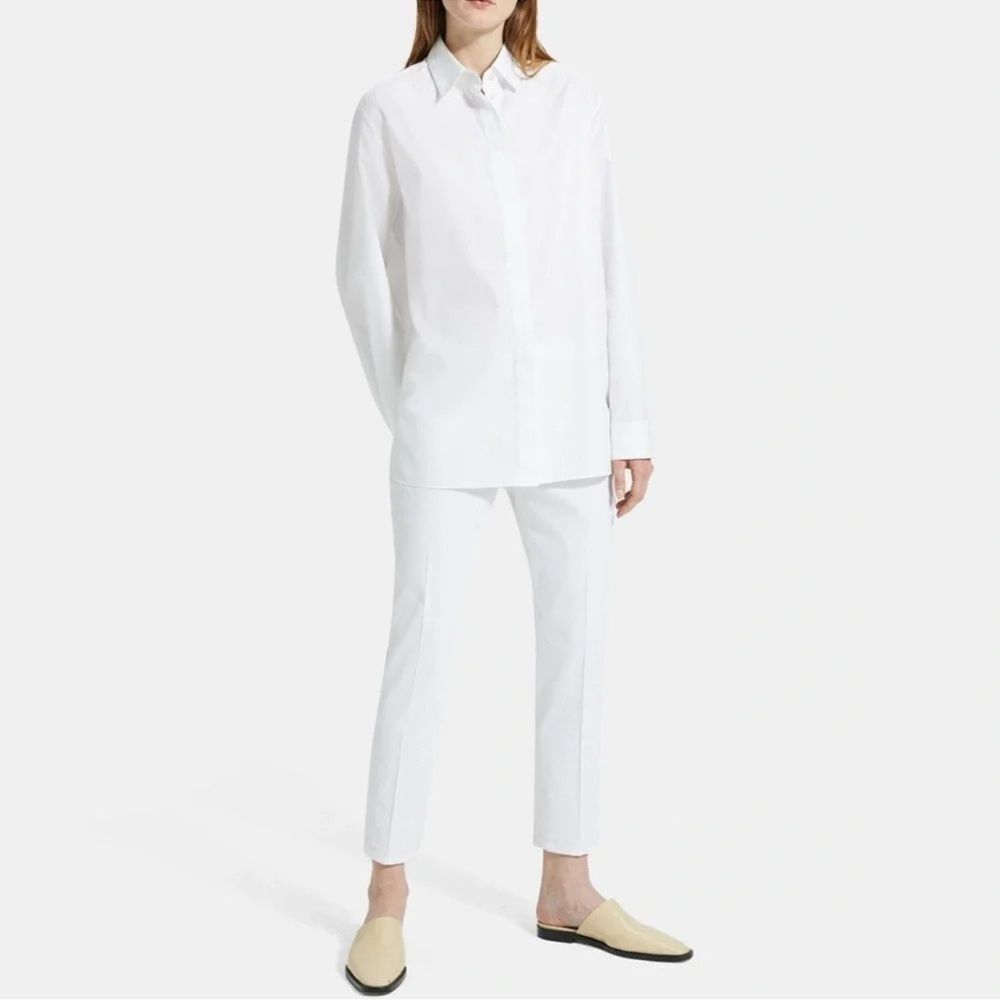 Theory Basic Pull on Pant Linen Organic Blend Stretch Crop Stretch  Capri  0 XS